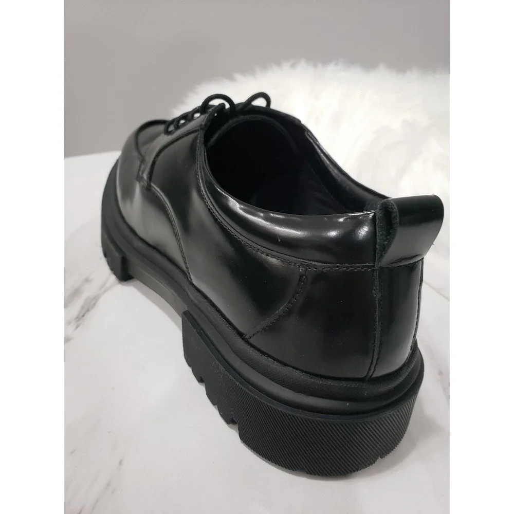 NEW SIZE 11.5 - STEVE MADDEN MENS ZURI BLACK LUG SOLE OXFORDS